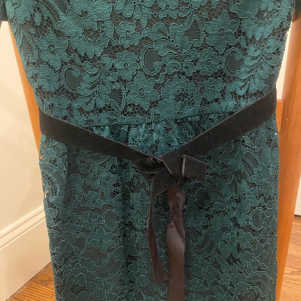 Brooks Brothers Green Lace Dress with Black Belt